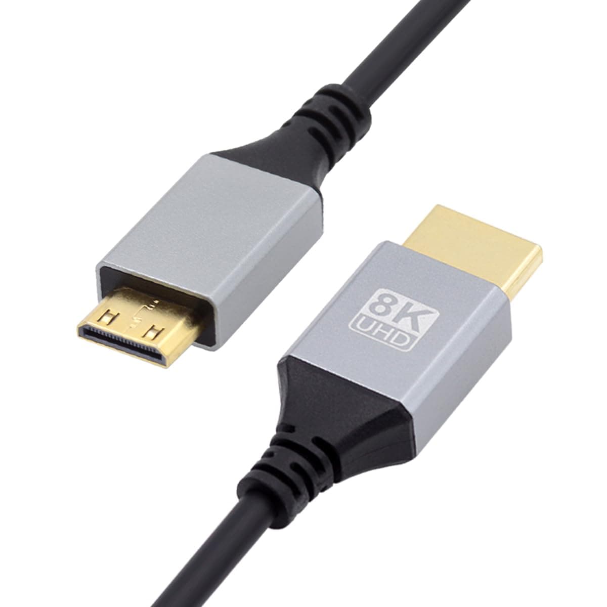 CYCable Mini HDMI 2.1 Ultra Thin HDTV Cable 8K 4K Hyper Super Flexible Slim Cord Type-A to Type-C for Camera HDTV 50cm