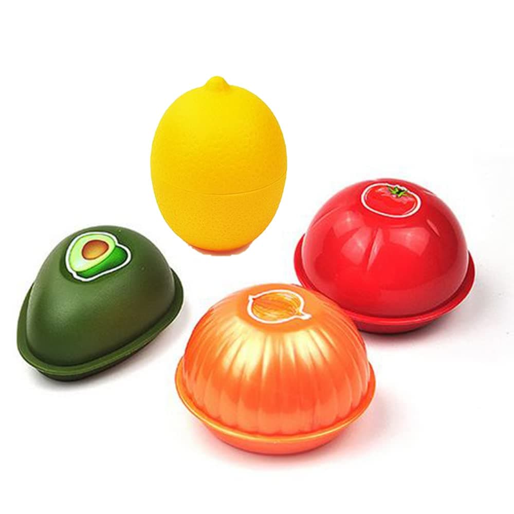 Fruit and Vegetable Storage Containers for Fridge, Avocado Saver Onion Storage Container Tomato and Lemon Keeper 4 Pack Set