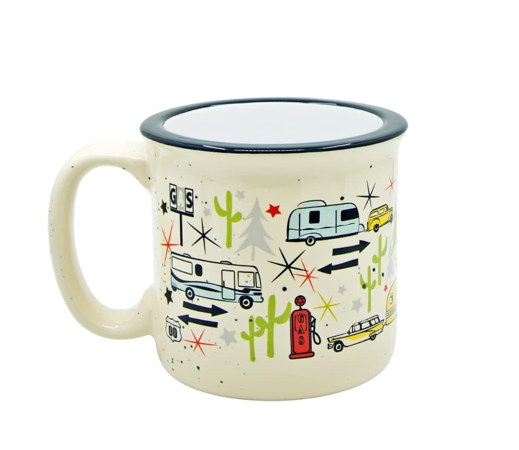Ceramic Coffee Mug - 15 oz Retro Inspired Camping Mug - for Hot & Cold Drinks - Works as a Tea, Soup, & Coffee Mug - Stylish, Versatile, & Microwaveable Camping Coffee Mugs by Camp Casual