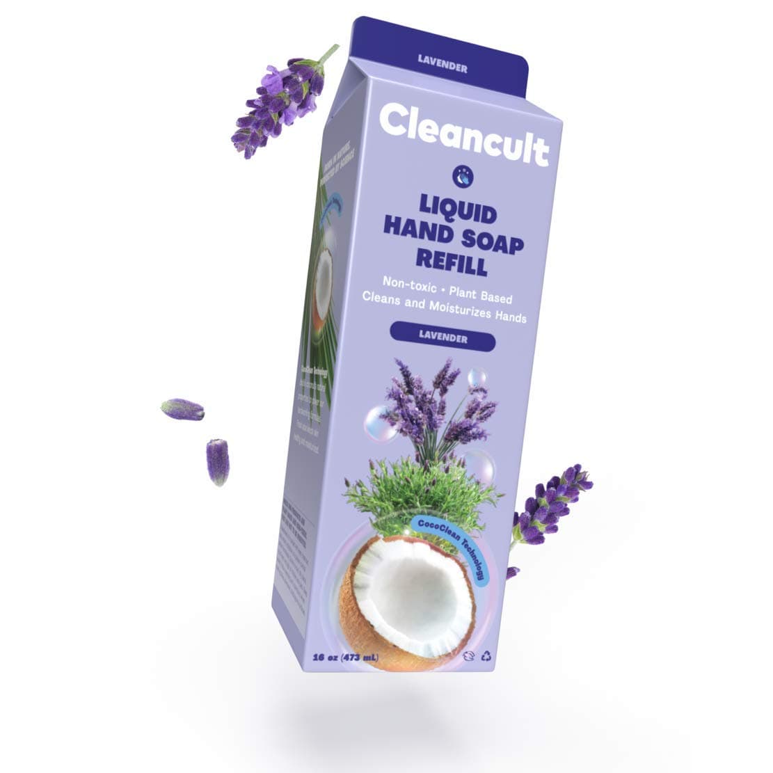 cleancult Liquid Hand Soap Refill | Biodegradable Eco Friendly Non Toxic Moisturizing Sensitive Skin Safe Natural Ingredient Reduced Waste Package, Lavender Scent, 16 oz Carton, 1 Pack