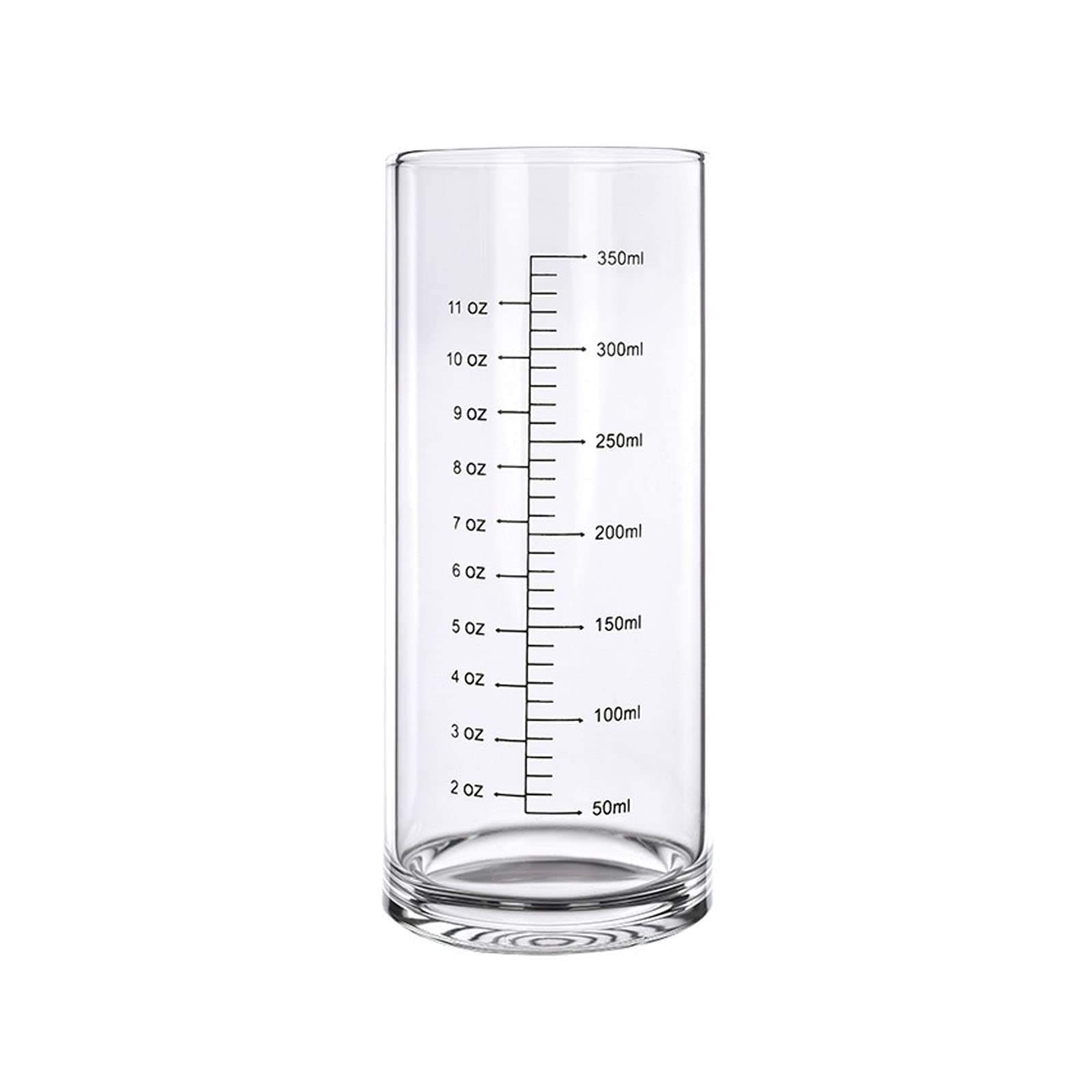 Graduated Glass Drinking Cup, High Borosilicate Glass Measuring Cup for Elderly, Beginners, Weight Loss, Straight Clear Glasses with Measurements for Water, Milk, Juice, Milkshake, Coffee (350 ml)