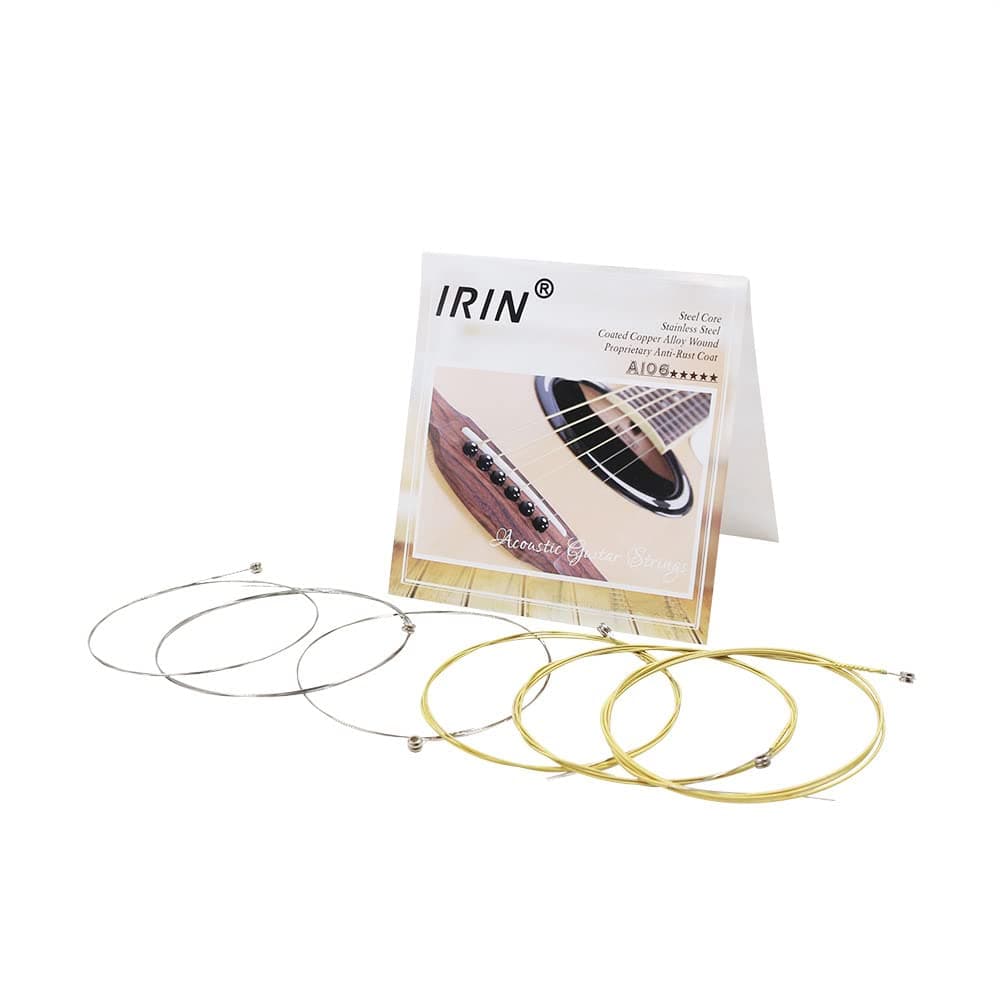Pepisky Acoustic Folk Guitar Strings Replacement Full Set 6pcs(.009-.045) Steel Core Copper Alloy Wound with End Ball Medium Tension