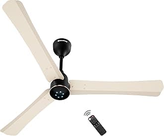 - Renesa Halo Smart Alexa Enabled 1200mm BLDC Ceiling Fan with Remote | BEE 5 star| High Air Delivery | Low noise | LED Speed Indicator |Sleek Design | | 3 Year Warranty | Seasand Ivory & Black