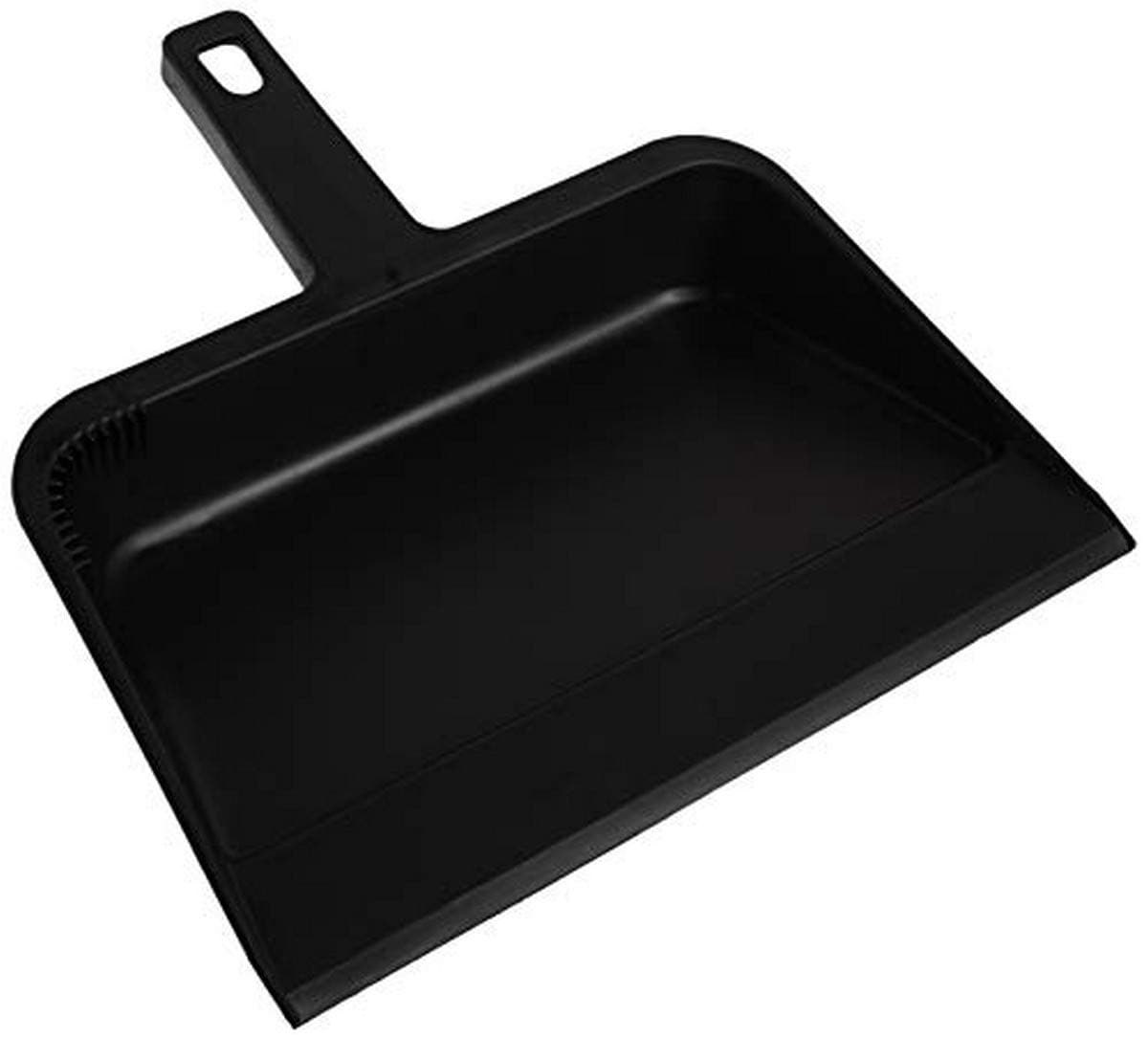 Genuine Joe 12" Heavy-Duty Plastic Dust Pan – Durable Black Design for Home & Commercial Cleaning, 1 Count | Ultimate Pickup for Debris & Small Particles | Convenient Storage & Long-Lasting