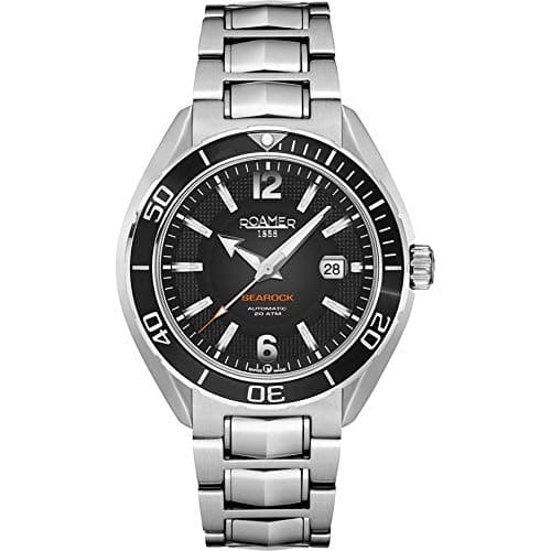 Roamer SeaRock Pro Men's Automatic Watch with Black Dial Chronograph Display and Silver Stainless Steel Bracelet 211633 41 54 20