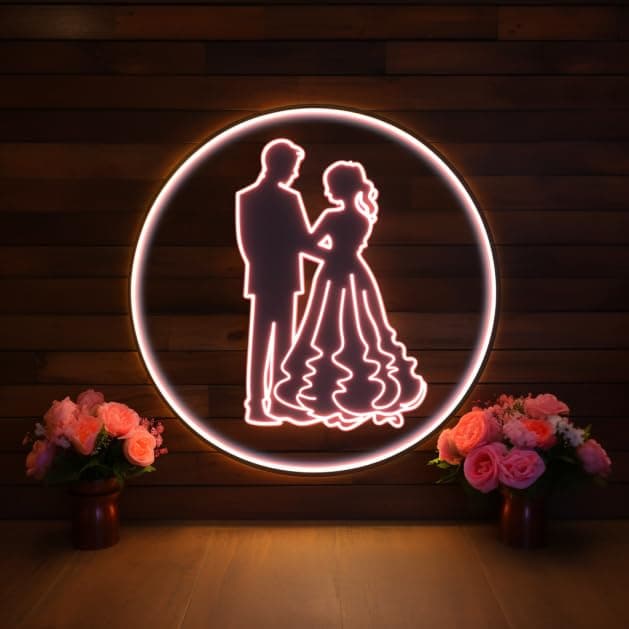 Radiant Wedding Neon LED Light Signs, Elegant Event Decor, Multiple Sizes, Warm White Glow15"