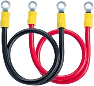 ECO-WORTHY9AWG Battery Cables Set with 13/64' Lugs Terminals, 12inch Tinned Copper Battery Inverter Cable for Car, Truck, RV, Solar