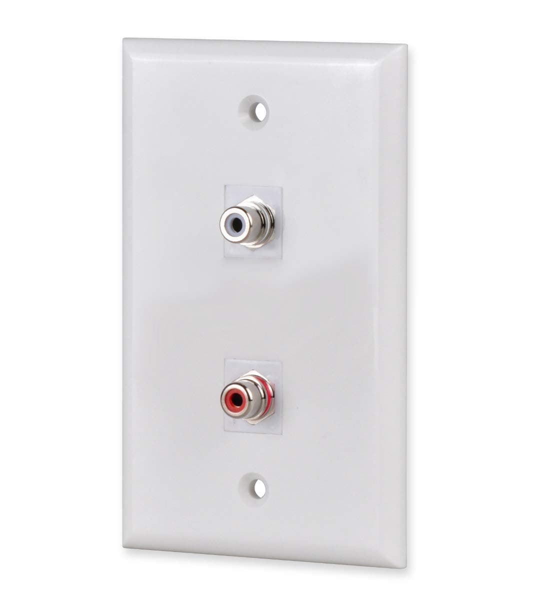 RCA Wall Plate, HTTX White 2-Port RCA Wall Plate with Removable F/F RCA Keystone Jack Inserts for L/R Stereo Speakers