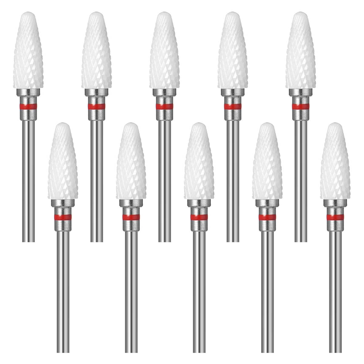 Jetcloud 10Pcs Ceramic Nail Drill Bit Electric Rotary Grinding File Drill Bit Manicure Tool Accessories 3/32'' Universal Size for Removing Acrylic Nails Carving Polishing Sanding Drilling(Red)