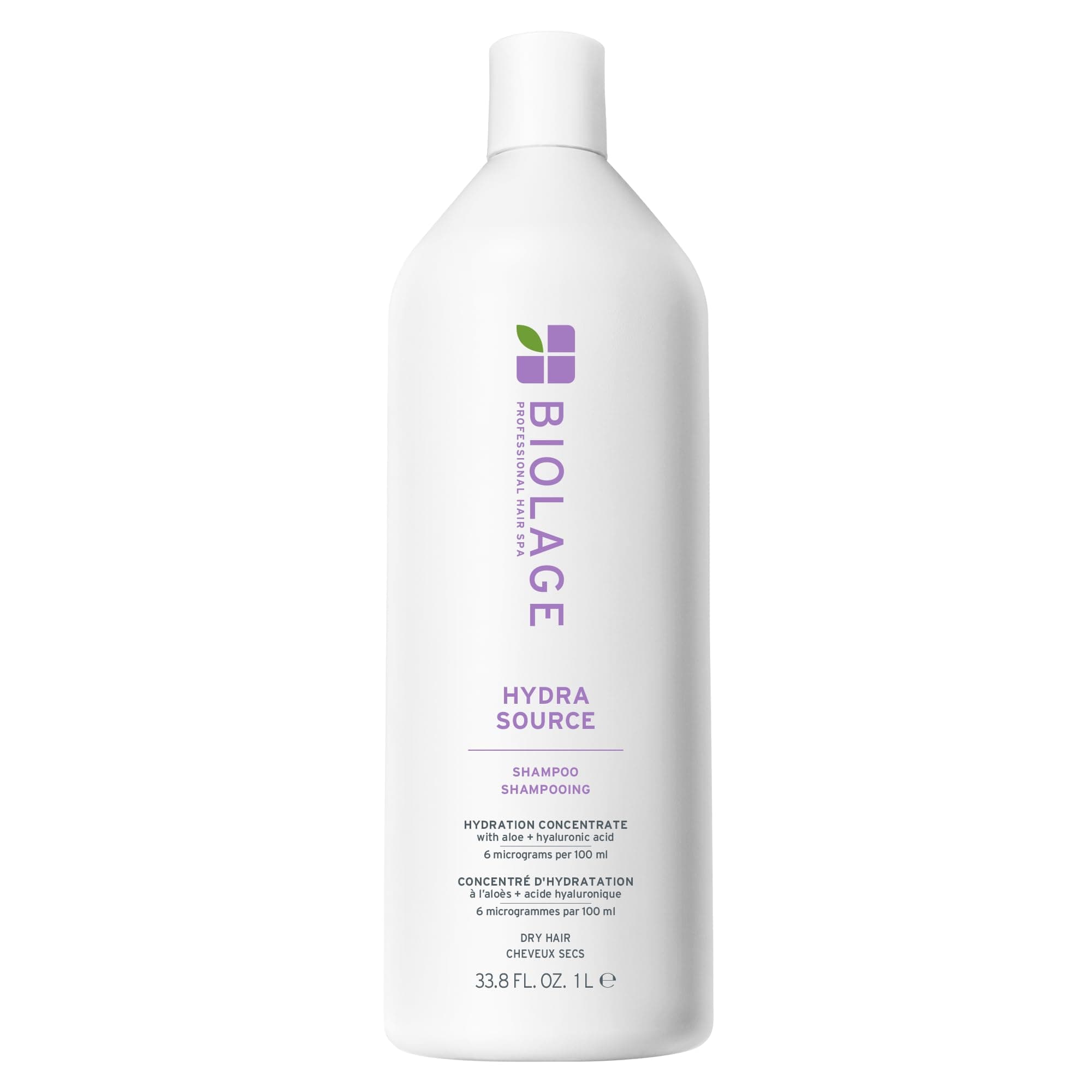 Biolage Hydra Source Shampoo - Softens, Moisturizes & Adds Shine, For Dry Hair, Infused with Micro-Filtered Aloe Vera & Fermented Hyaluronic Acid, Vegan & Paraben-Free