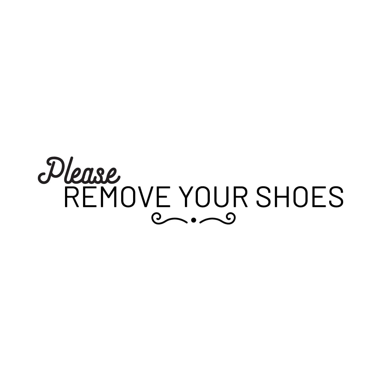 IMPRINTED DESIGNS WALL DECALSVinyl Wall Art Decal - Please Remove Your Shoes - 5" x 23" - Modern Trendy Home Apartment Entryway Door Mud Room Living Room Indoor Outdoor Friendly Household Welcome Sign Decor