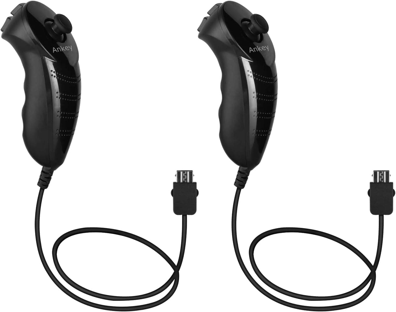 Ankey 2Packs Nunchuck Controller Remote Replacement for Nintendo Nunchuk Wii Wii U Console White (Black)