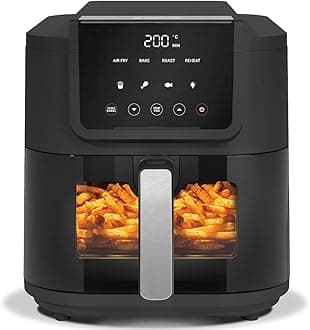Nutricook 5L Air Fryer Slim (2025) with 100% Toxin-Free Ceramic Coating—No PTFE, PFAS, PFOA or Microplastics, Clear Window, Light & Large Basket | 1500W, 4 Presets, 2-Year Warranty