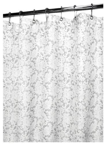 Park B. Smith Victorian Lace Shower Curtain, White/Silver