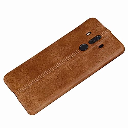 Mate 10 Pro Case, Luxury Retro Vintage Matte Stitching Style First Layer Cowhide Leather Back Cover Case for Huawei Mate 10 Pro (Brown)