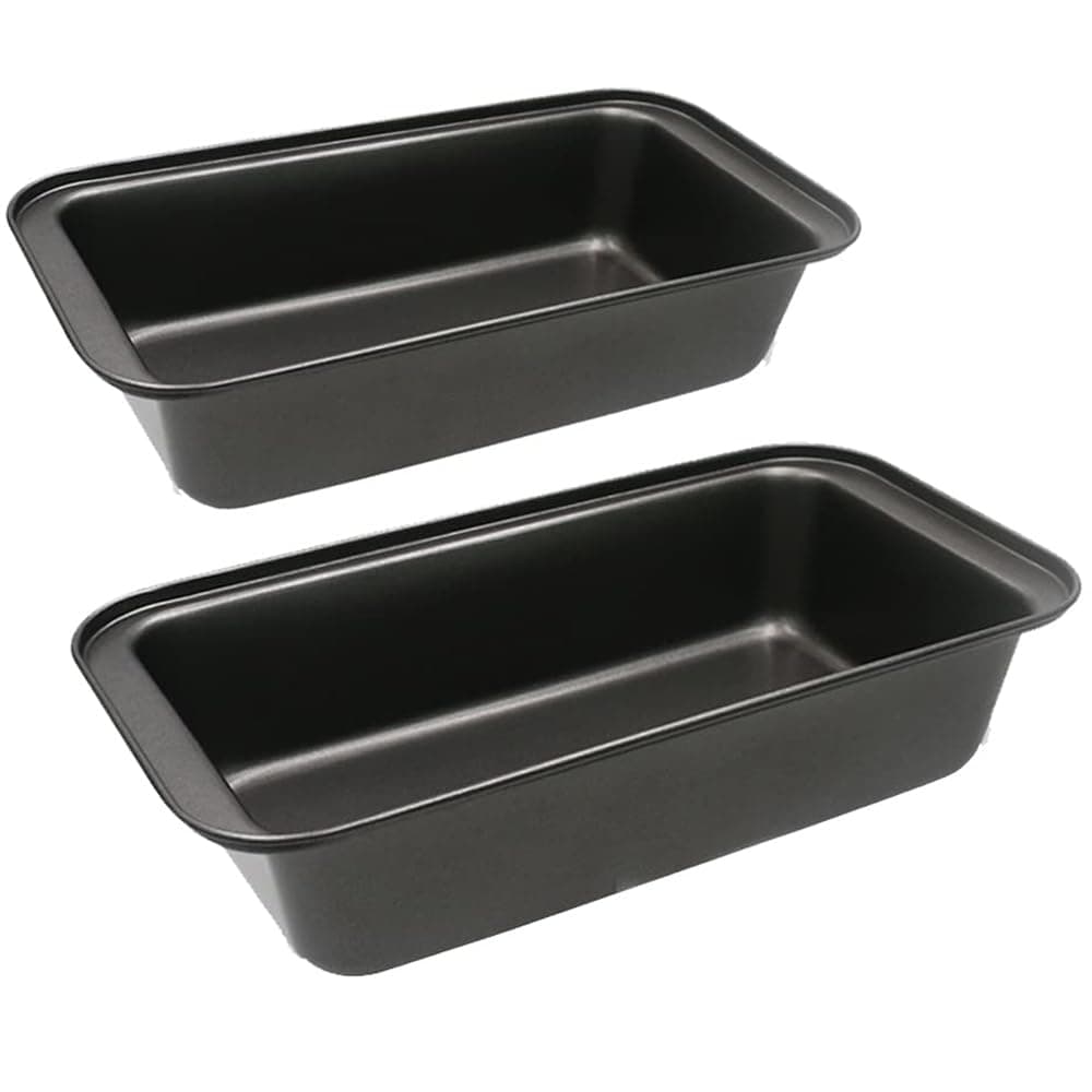 TOMVAES 2Pcs Rectangle Bread Mold, Nonstick Toast Mold, Heat Resistant Baking Mold, Essential Cake Baking Utensils, DIY Baking Supplies for Kitchen(Black, 27.7 * 9.7 * 6 CM)