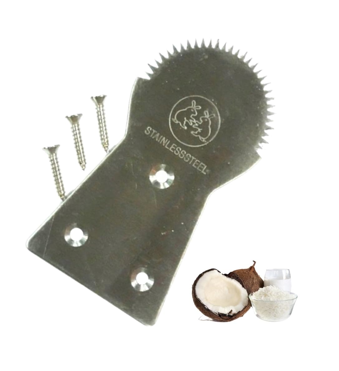 Dolphin Coconut Grater Scraper Shredder Teeth Stainless Steel Kitchen Tool 1 Piece with 3 Screws