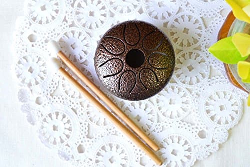 Mini Handmade 3" Steel Tongue Drum/Mini Handpan, 7 notes, with 2 sticks + leather bag, Sound Therapy, meditation, Healing (Bronze)