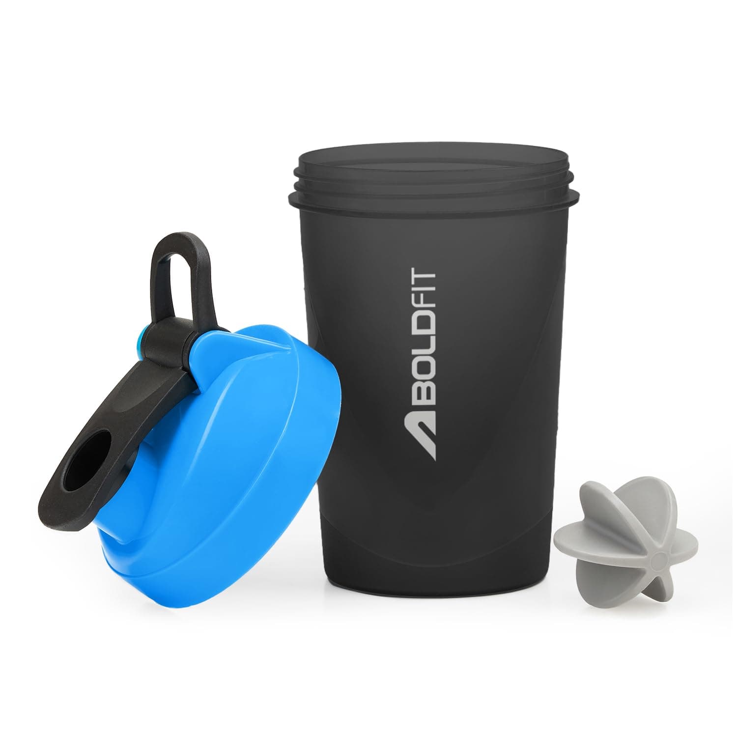 Boldfit Compact Gym Shaker Bottle, Shaker Bottles for Protein Shake , Bpa Free Material, Plastic, Blue And Grey, 500ml, Pack of 1 Bottle