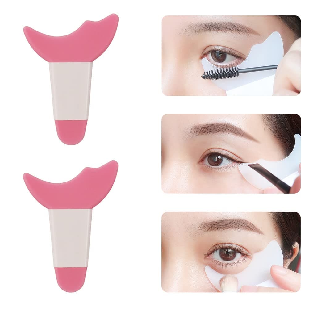 2 Pcs Mascara and Eye Shadow Guard Shield, Auxiliary Multifuntion Tool Pad for Eyelash and Cat Eyes Makeup (Pink)