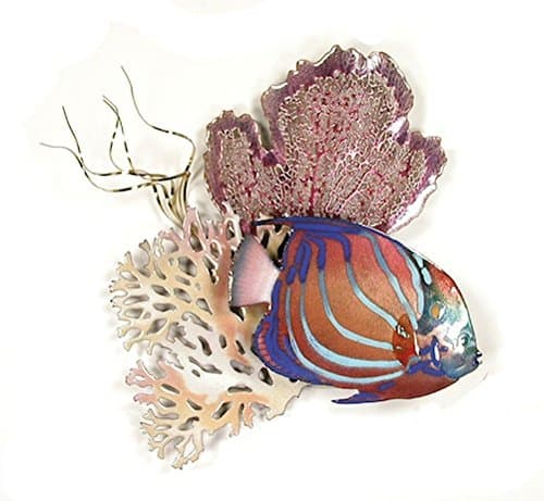 Bovano - Wall Sculpture - Blue Ring Angelfish w/Seafans