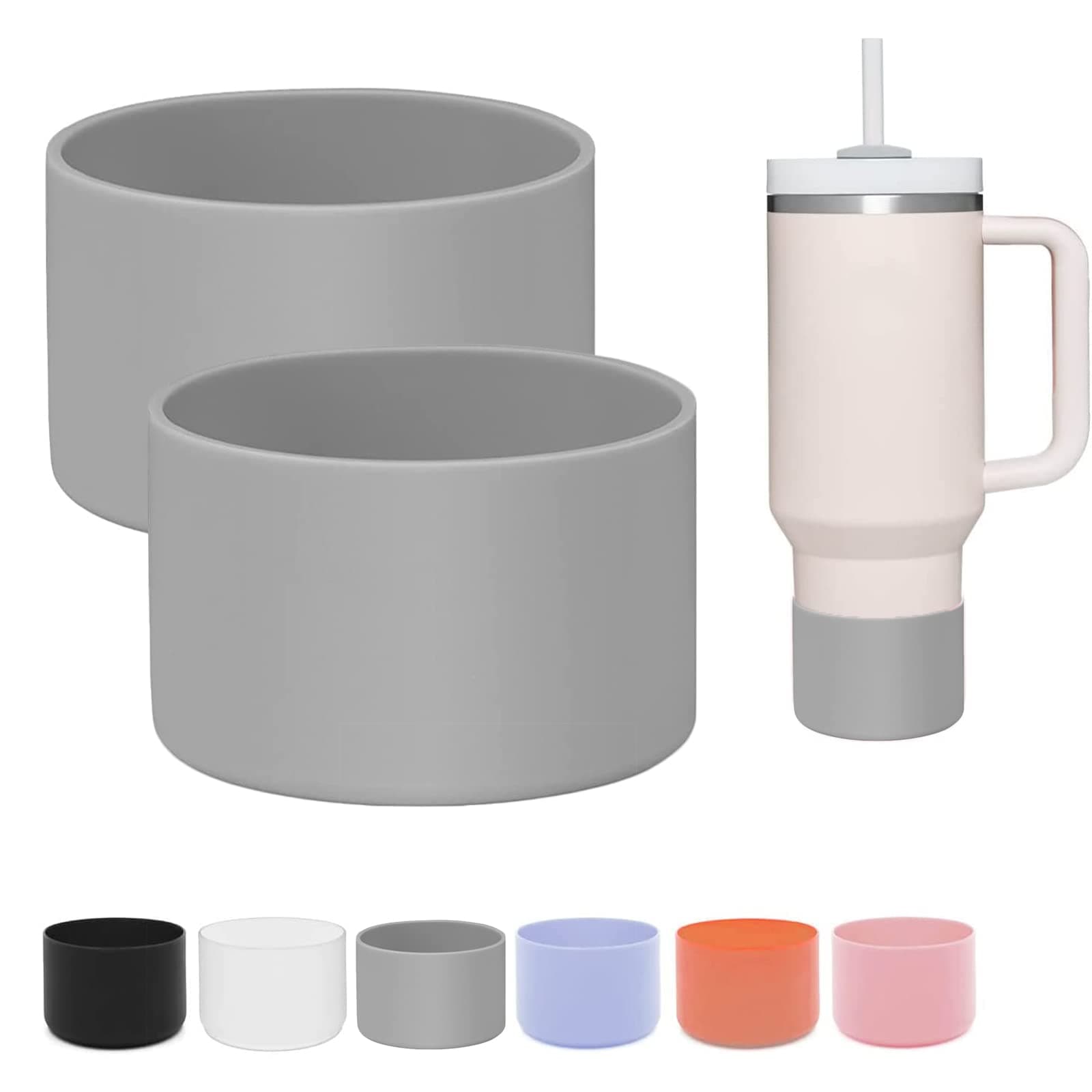 2Pcs Silicone Boot Sleeve for Stanley Cup Accessories, Protective Water Bottle Bottom Cover for Stanley 40 oz Tumbler with Handle