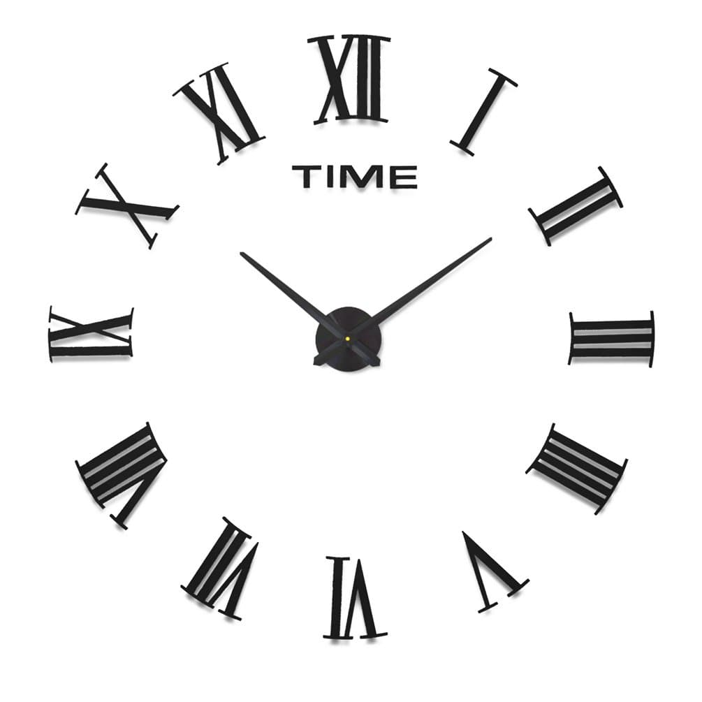 Home Impressions (54 Styles) Large Wall Clock with Plenty of Styles, 60 – 130 cm Diameter, Large Decorative Wall Clocks Home Decor DIY Clocks Living Room, Plastic, #1 Black dial, black acrylic mirror, A B 1 Most Popular
