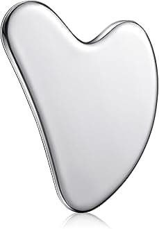 Stainless Steel Gua Sha Facial Tool, Metal Gua Sha for Lymphatic Drainage, Guasha Face Sculpting Double Chin Reduce with Pouch Mother Day Self Care Gift(Silver)