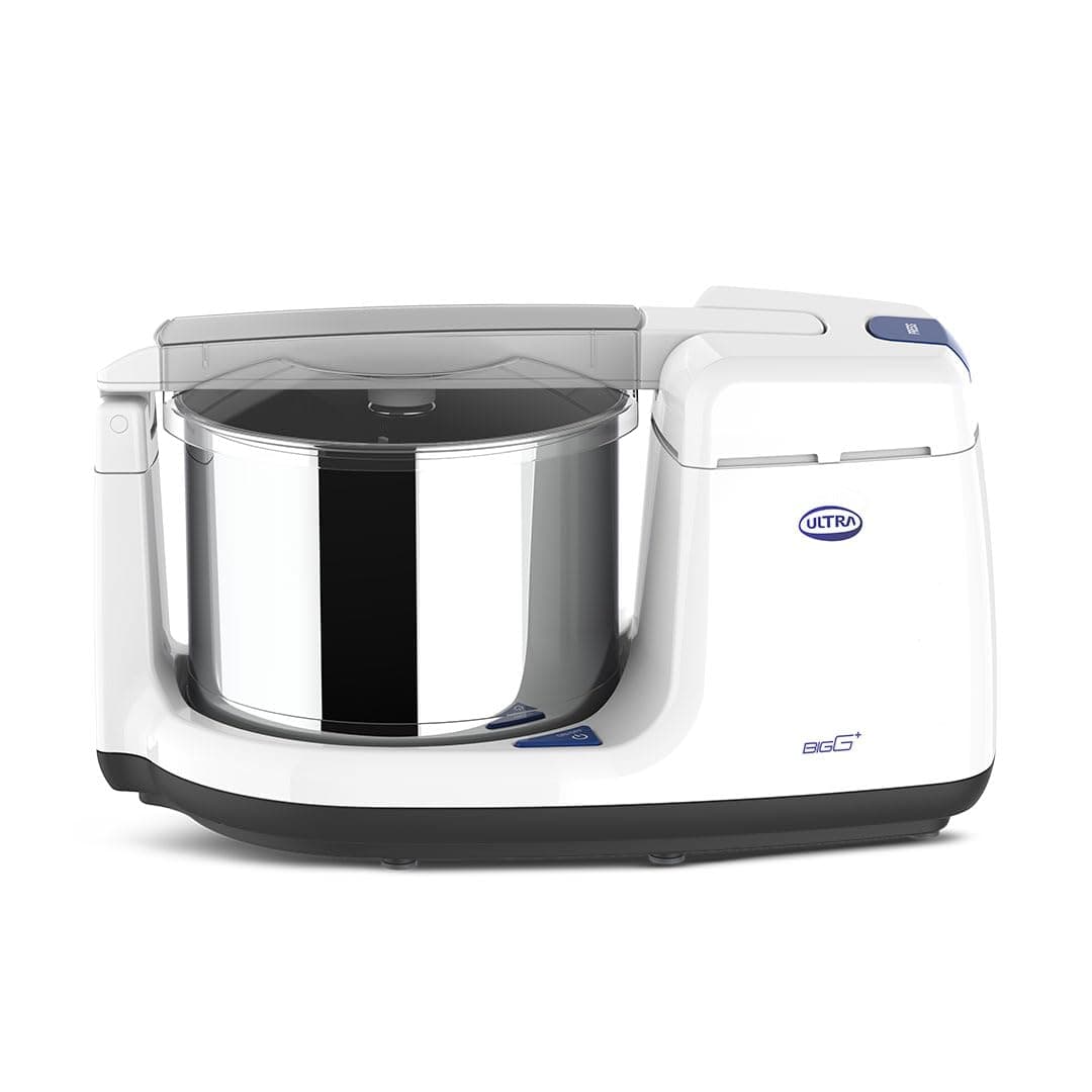 Ultra BIGG+ 2.5 Litre Table Top Wet Grinder -White | Fast Grinding Conical Stones, 150W Motor & 5 Years Warranty | AISI 304 Food-Grade SS Multi Utility Cylindrical Drum, CE Certified