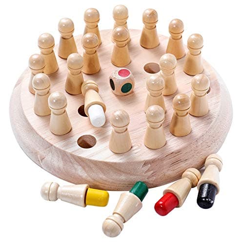 Memory Match Stick Game, Springhall Wooden Memory Chess Game Funny Block Board Game Brain Teaser Games for Memory and Brain Training, Montessori Toys for Toddler, Kids, Adult