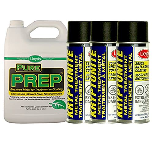 Lloyds Life Long Rust Protection Bundle: 3X Kryptonite Metal Treatment – High Temp Satin Black and 1x Pure Prep 4 Litre jug