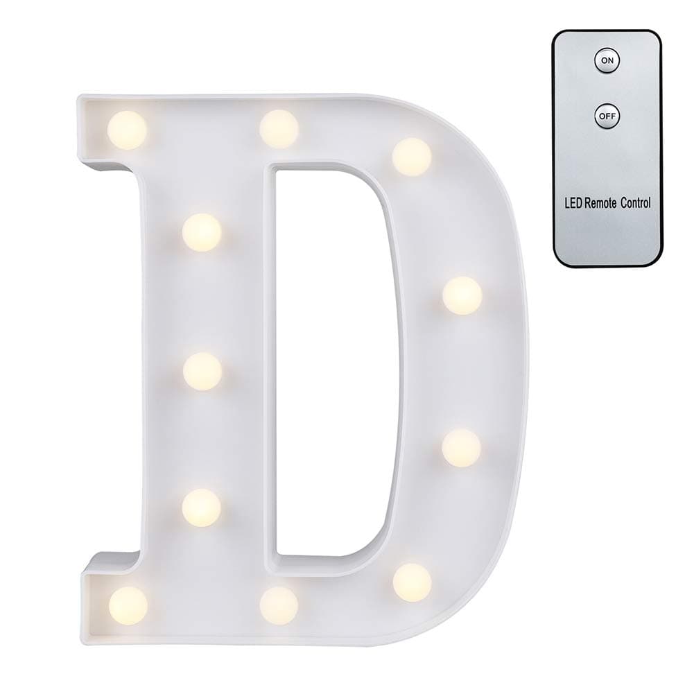Carry360 LED Marquee Letters with Remote Control, Plastic LED Letter Lights Alphabet Light Up Sign Decoration, Letters A - Z, Numbers 0-9, Symbol & (D)