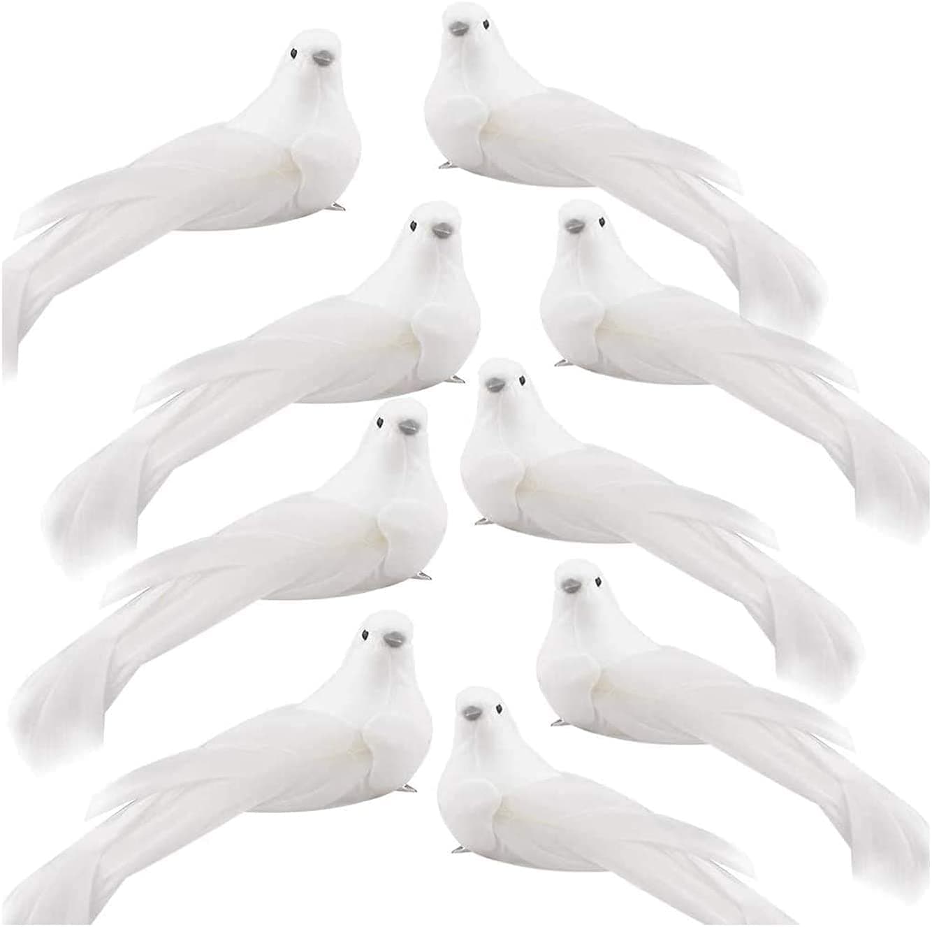 KLEWEE 12 Pack Artificial Bird Ornaments White Feathered Christmas Artificial Doves Birds Clip on Mini Bird Ornaments for Christmas Tree Decorations, Wreaths & DIY Crafts