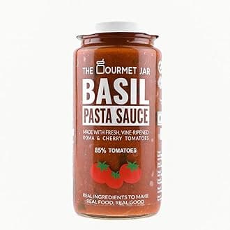 The Gourmet Jar Basil Pasta Sauce 390G| 100% Natural,No Preservatives,No Artificial Colors,No Artificial Flavouring agents| Vegan| Gluten Free