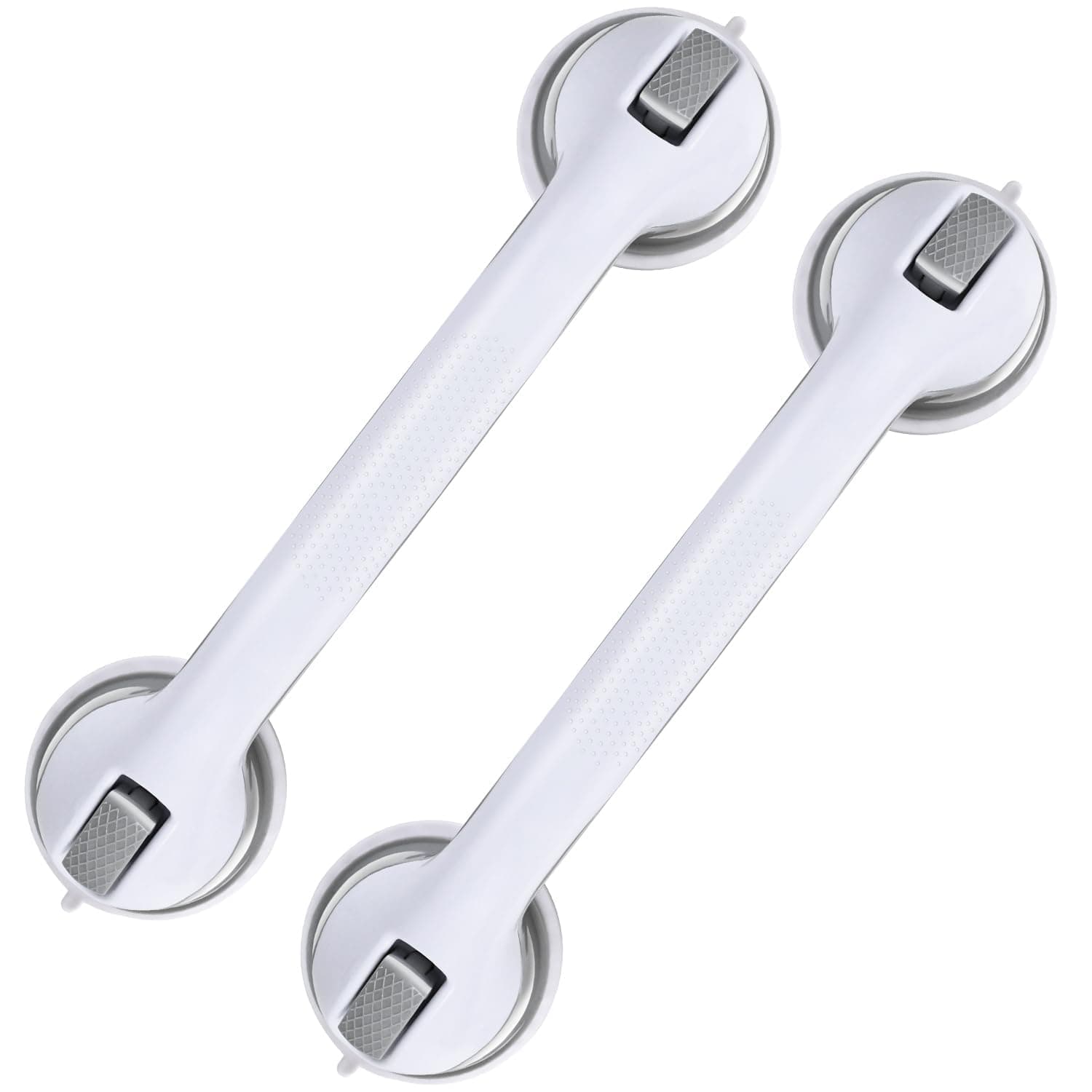 Grab Bars for Bathtubs and Showers, 2 Pack Shower Handle 16 Inch Strong Suction Shower Bar, Safety Bars for Shower Chair, Bathroom Grab Bar for Senior (Gray White)