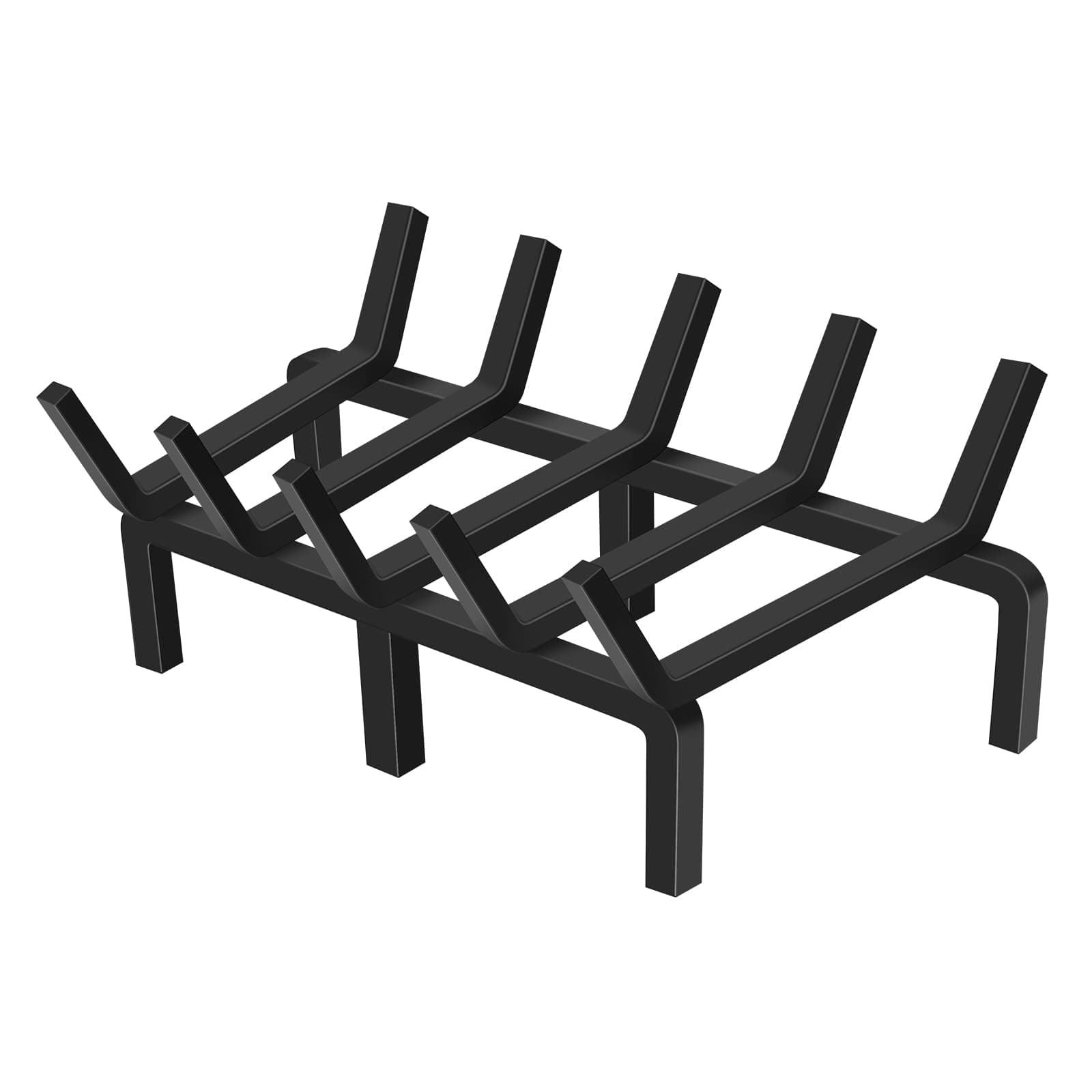 17" Fireplace Grate, Solid Steel Firewood Burning Rack, Heavy Duty Fire Grates, Matt Black Fireplace Rack, 5-Bars Fireplace Log Grate Holder
