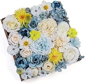 Serra Flora Artificial Flowers Combo Peony 35pcs Silk Roses Mix Fake Flowers for DIY Wedding Bouquets Combo Gradual Change Centerpieces Arrangements Party Bridal Baby Shower Home Decorations