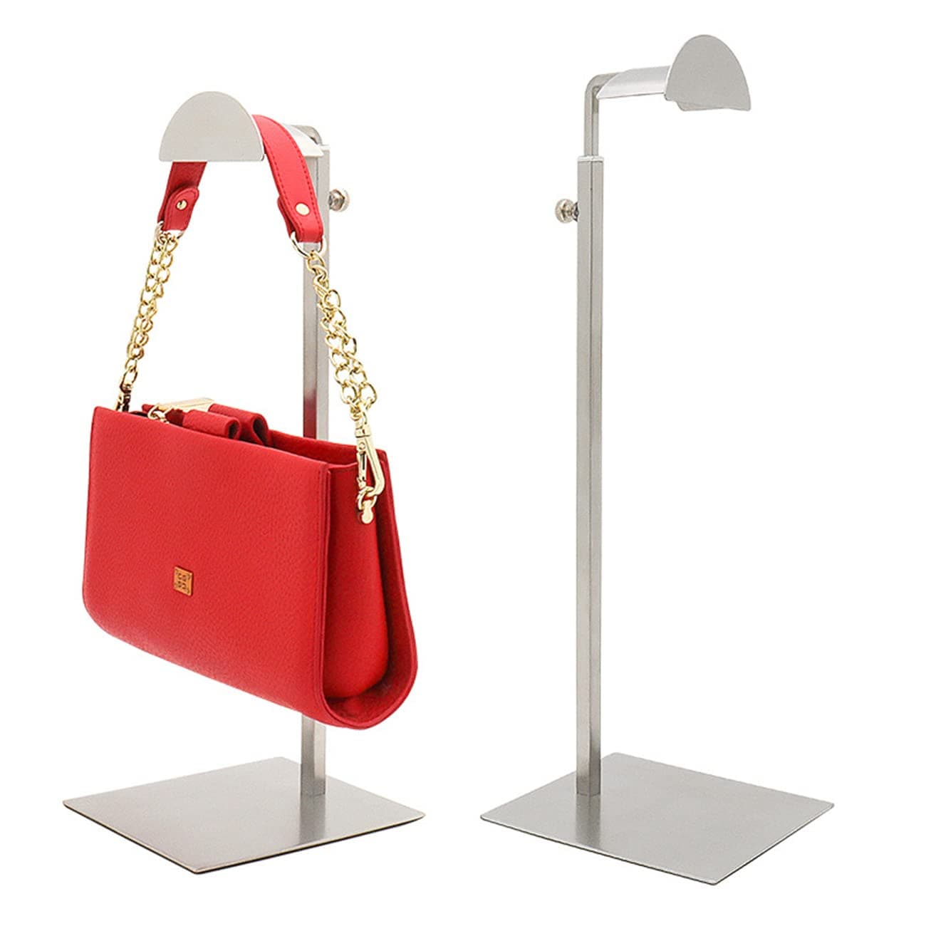 TOMVAES 2 Pack Metal Adjustable Handbag Display Stand Holder Hanging Bag Rack for Retail Store Windows Tabletop Display Props Shelves Organizer Storage for Home