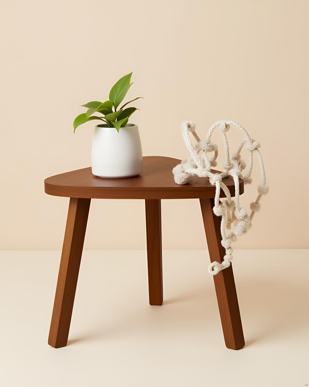 SBF Furniture Mini Triangle Side Table, 32 cm, Matte Finish, Modern Minimalist Design, 3 Angled Legs (Brown1)