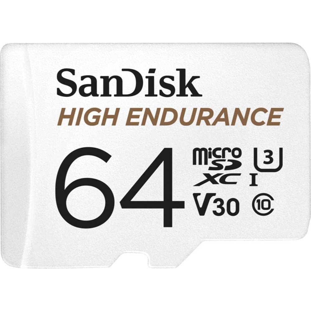 Sandisk 64Gb High Endurance Video Microsdxc Card With Adapter For Dash Cam And Home Monitoring Systems - C10, U3, V30, 4K Uhd, Micro Sd Sdsqqnr-064G-Gn6Ia