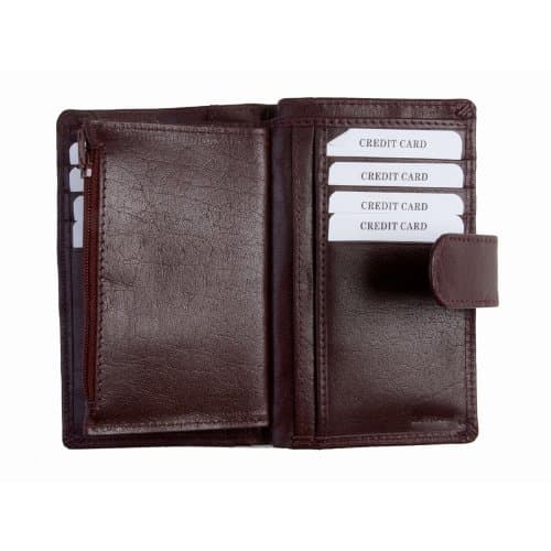 Womens RFID Blocking Leather Wallet Burgundy