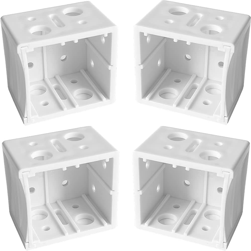 4pcs Plastic Box Mounting Brackets White Color Headrail Track End Holder for 1-1/2"(38mm) Wood, Faux Wood Venetian and Horizontal Window Blinds Headrail with a Square 1-3/8"x1-9/16"(35x40mm) headrail
