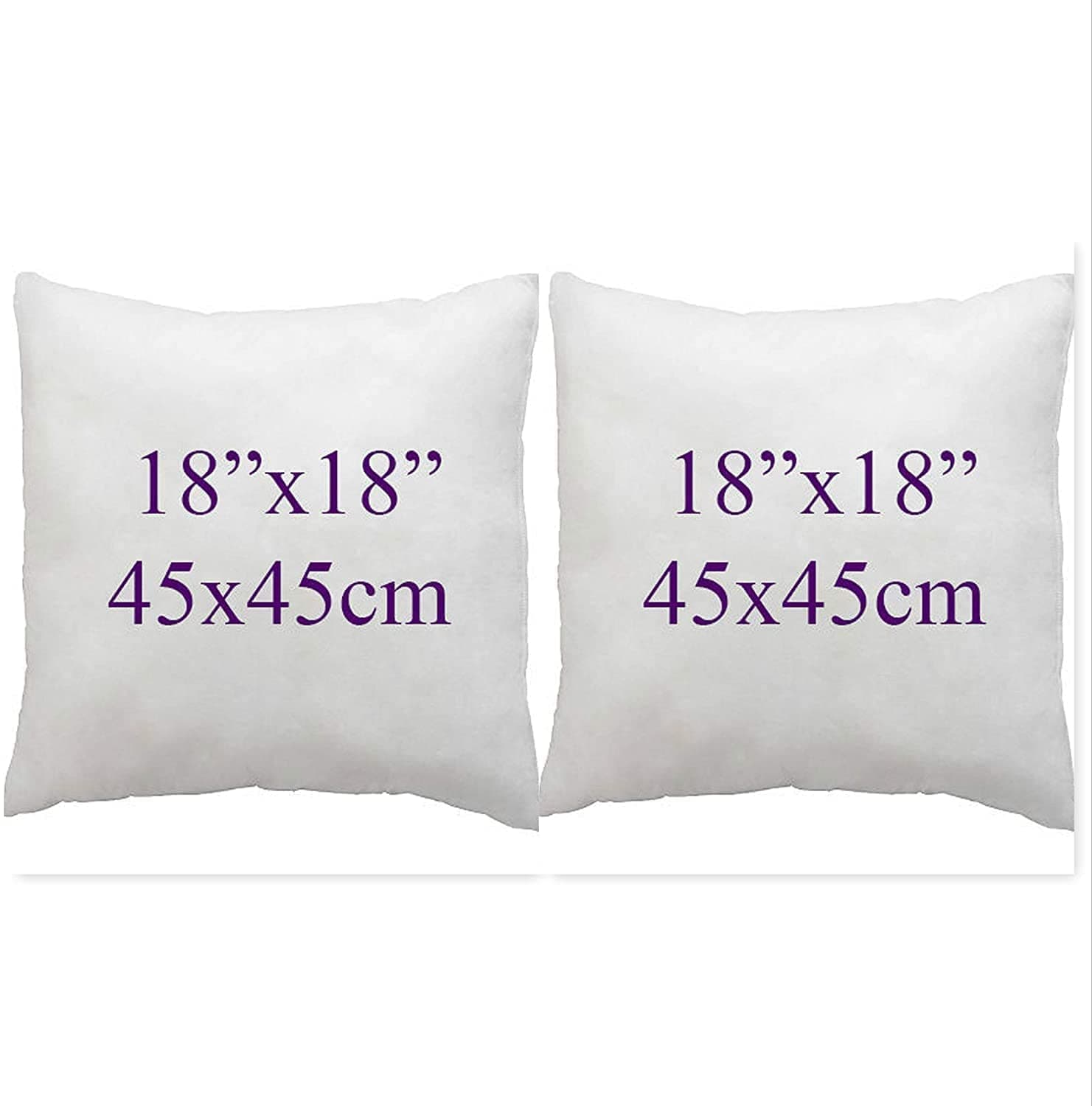 ARLINENS Pack of 2 Duck Feather & Down Cushion Pad Inner Insert -100% Natural Cotton Anti Dust Mite and Down Proof Cushion Pads Cover/Non Allergenic (18x18)