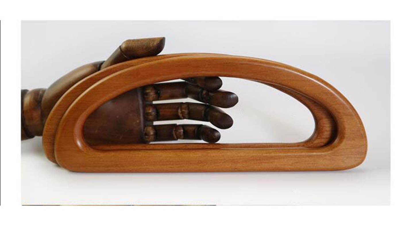 Ownstyle Two Pieces Solid Wood D Shape Bags Handle Wooden Purse Frame Hanger DIY Handbag Accessories Wooden Bag Handle (Brown)
