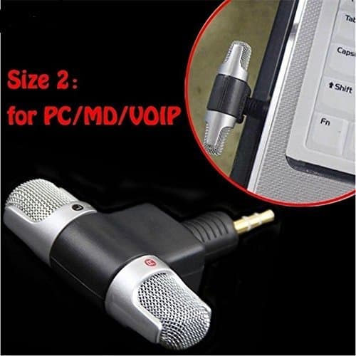 ISAIBELL Portable Mini Mic Digital Stereo Microphone Recorder for PC MD Skype Chat Sound (V1 Black)