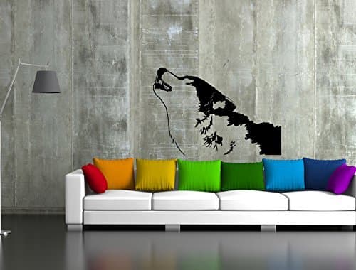 Ik40 Wall Decal Sticker Room Decor Wall Art Mural Wolf Howling At the Moon Living Room Bedroom Interior
