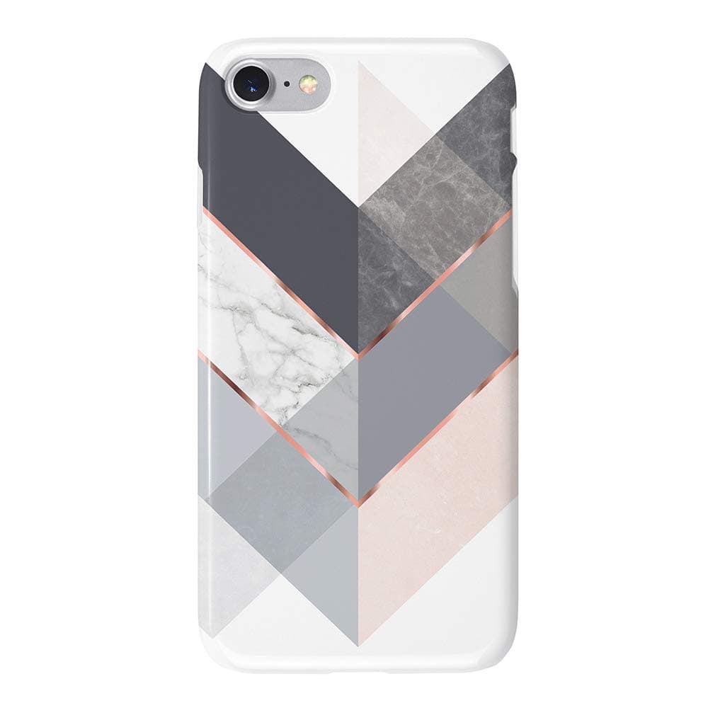 Case Compatible with iPhone SE 3/2(2022/2020 Edition)/8/7/6/6s Marble Gray Rose Geometric Design,Shockproof Slim TPU Soft Silicone Protective Cover Case