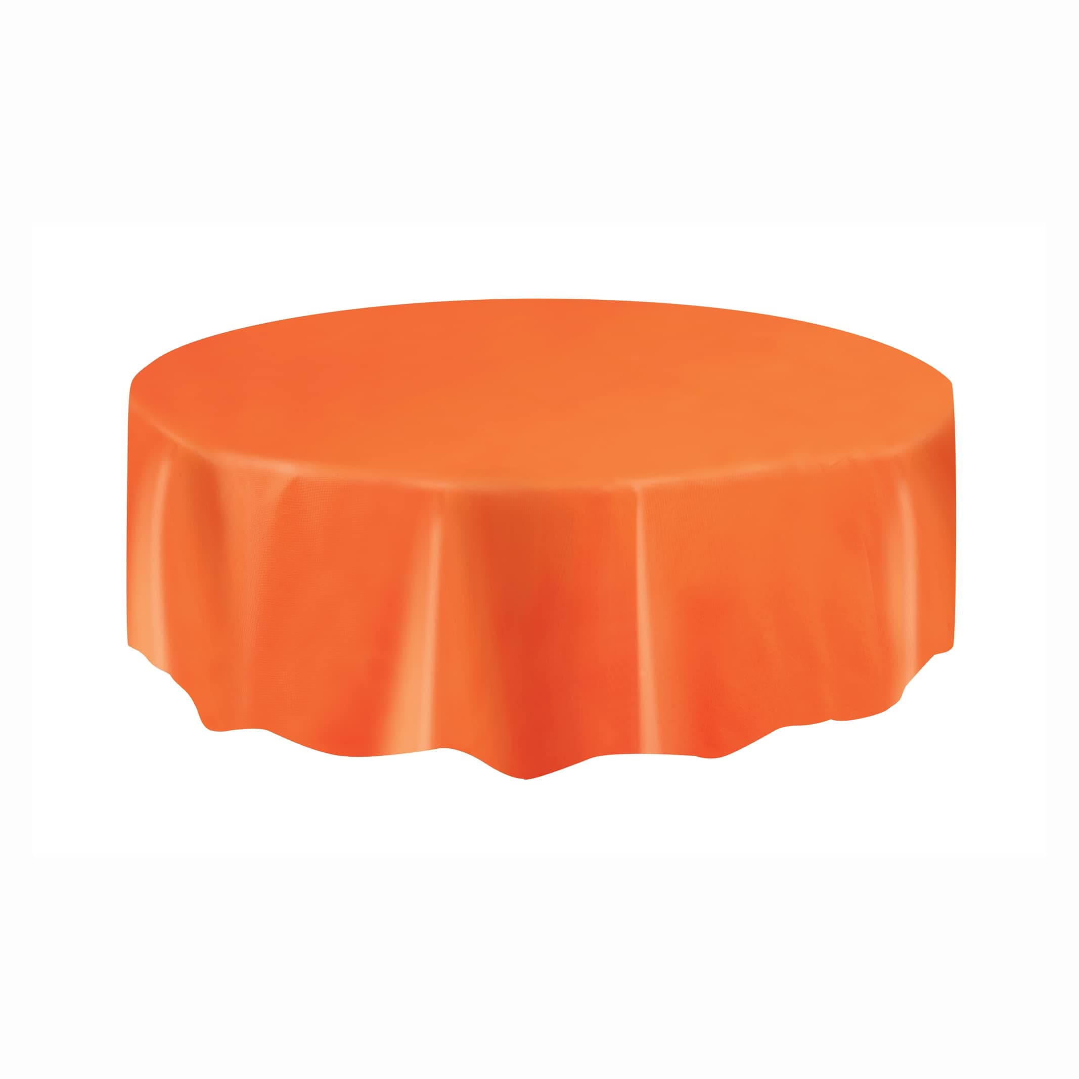 Unique Party 50026 - Round Orange Plastic Tablecloth, 7ft