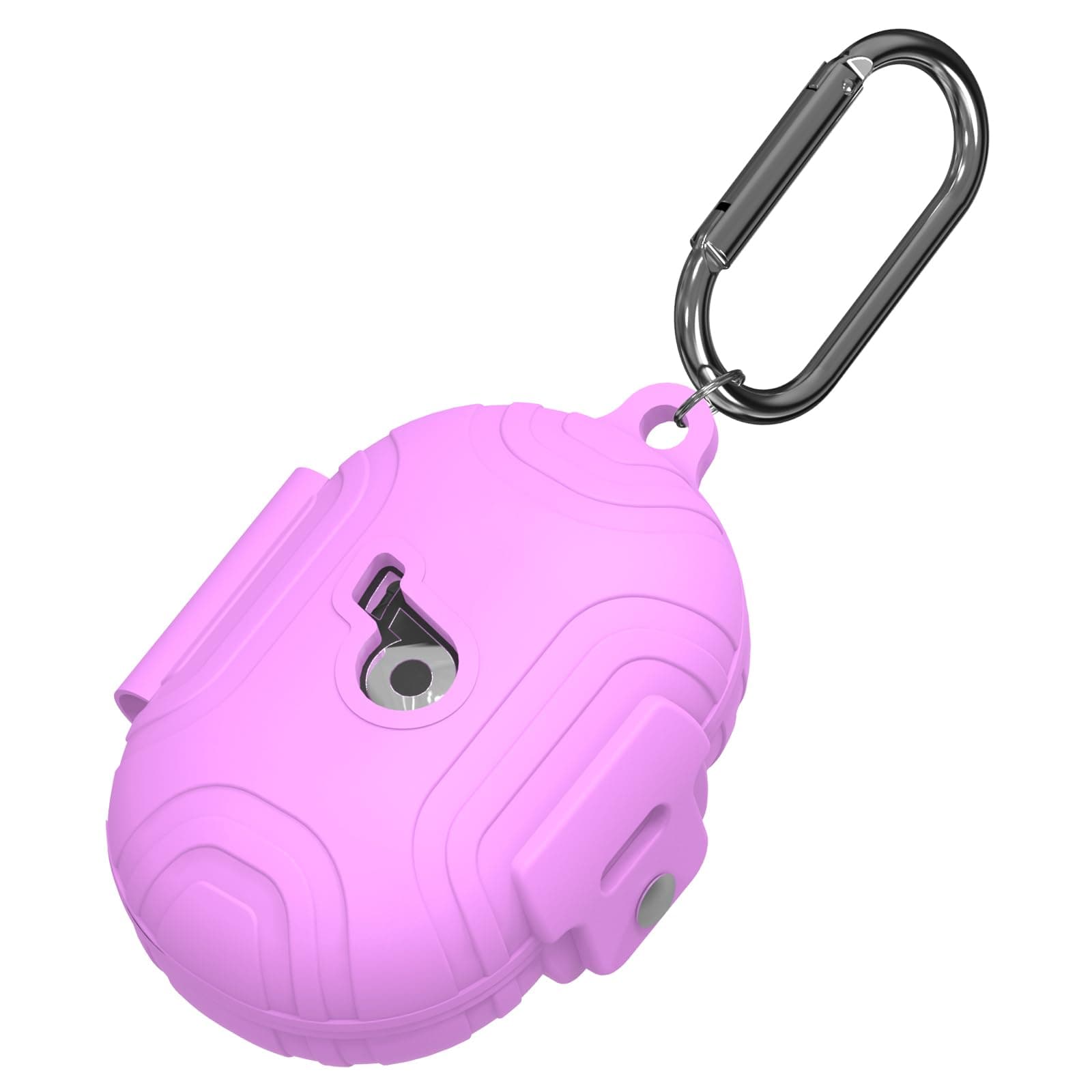 [Lock Buckle] Case Cover Compatible with Anker Soundcore Space A40, Soft Silicone Case for Soundcore Space A40, Shockproof Anti-Scratch Protective Cover with Carabiner (Purple)