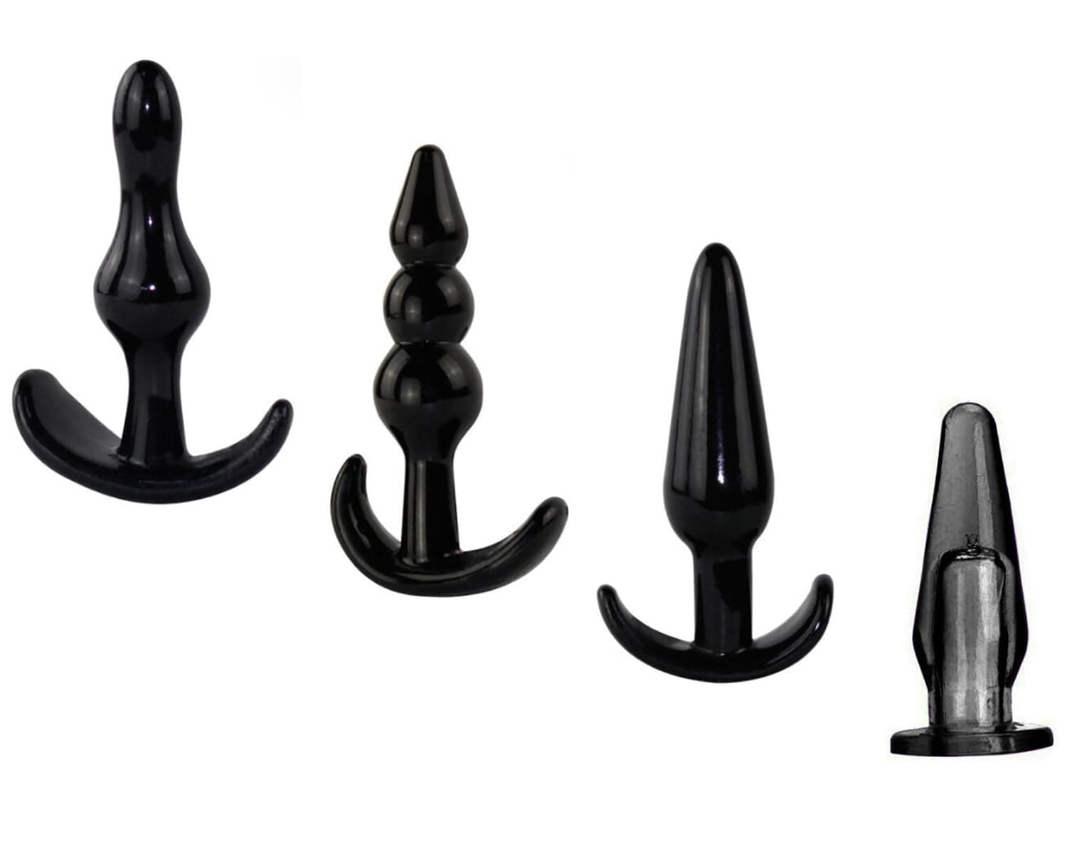 Butt Plug Anal Trainer Set,4 Pcs Waterproof Silicone Anales Trainer Set,Soft Rubber TPE Butt Plug Prostate Massager, for Beginner Body Training (Black)